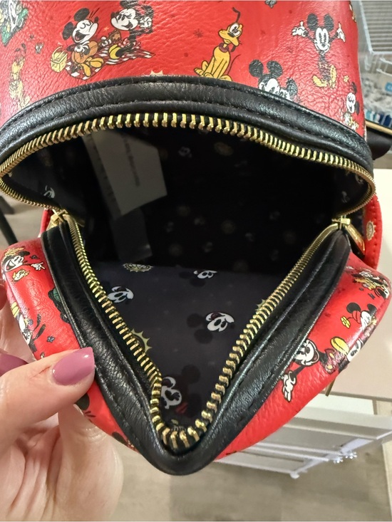 Loungefly Red Mickey & Friends Mini Backpack with Gold Accents